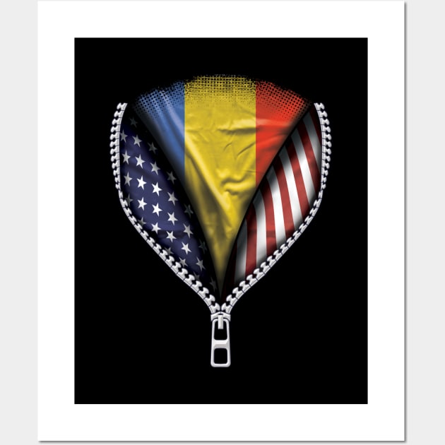 Romanian Flag  Romania Flag American Flag Zip Down - Gift for Romanian From Romania Wall Art by Country Flags